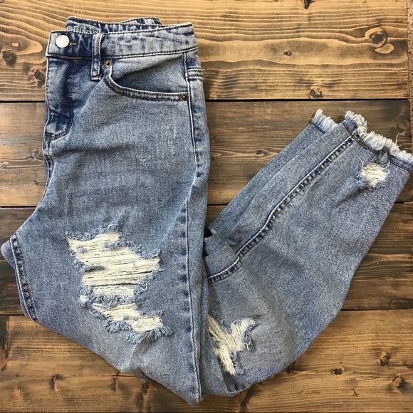 wild fable Denim - Wild Fable High Rise Distressed Mom Jeans